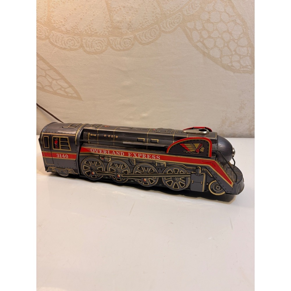 Tin Toy Train Overland Express 3140 Vintage Wind Up Locomotive Replica